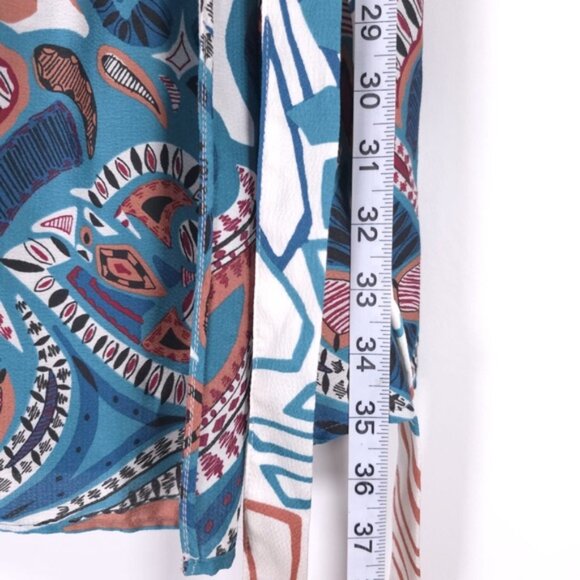 NWT Ba&sh ROBE JARA Mixed Print Wrap Mini Dress Turquoise 1E23JARA Size 3 MEDIUM - Picture 10 of 15
